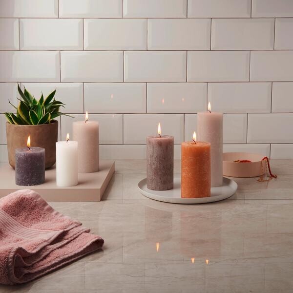 Vela Pilar Rústica 100x50mm Rosa 30h