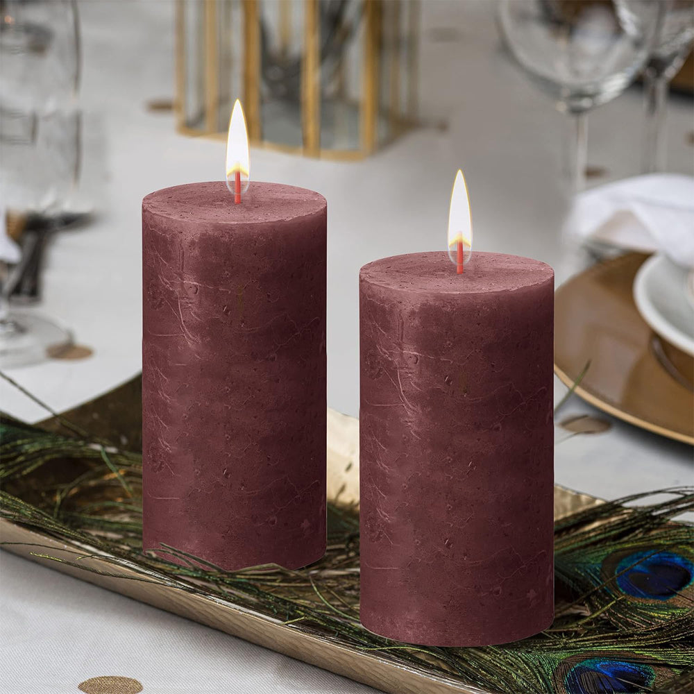 Vela Pilar Rústica 100x50mm Vermelha Veludo 30h