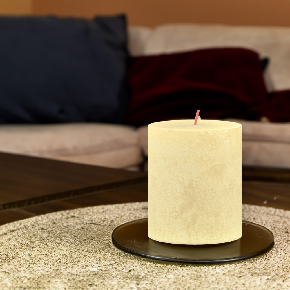 Vela Pilar Rústica 80x68mm Amarela 35h