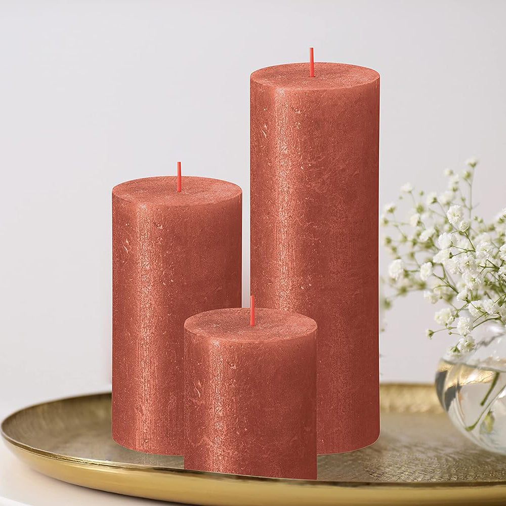 Vela Pilar Rústica 80x68mm Rosa Ferrugem 35h