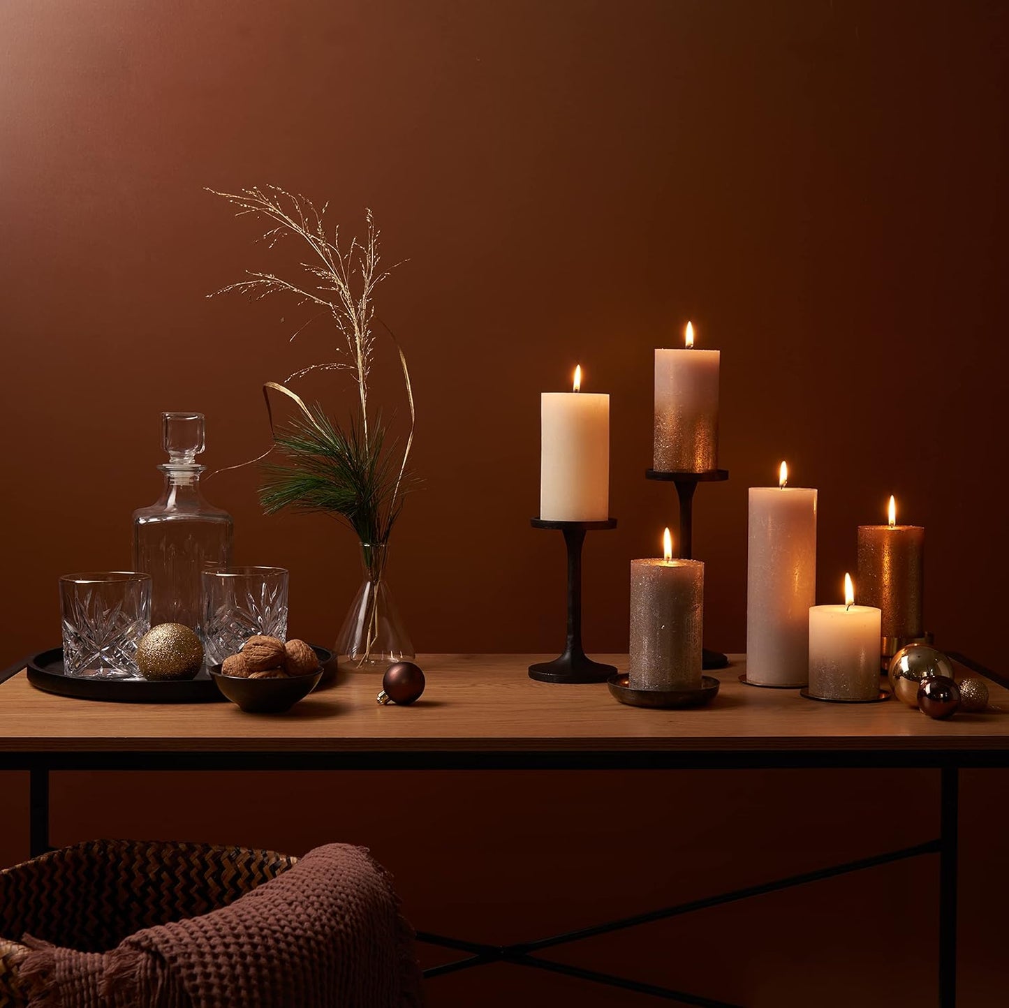 Vela Pilar Rústica 130x68mm Pérola Suave 60h