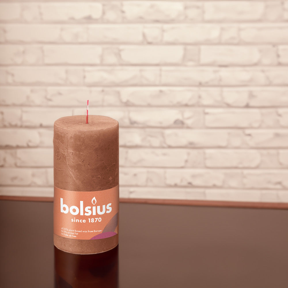 Vela Pilar Rústica 130x68mm Rosa Ferrugem 60h