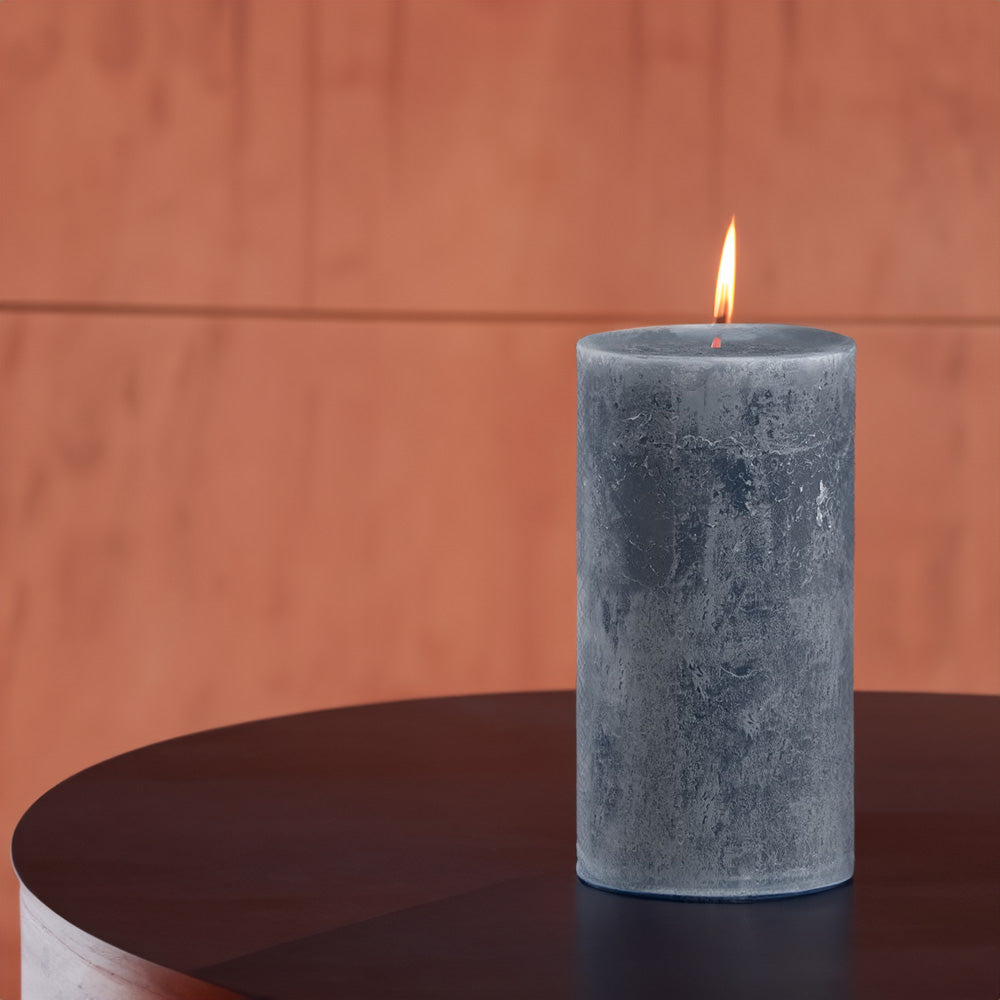 Vela Pilar Rústica 130x68mm Azul Ardósia 60h