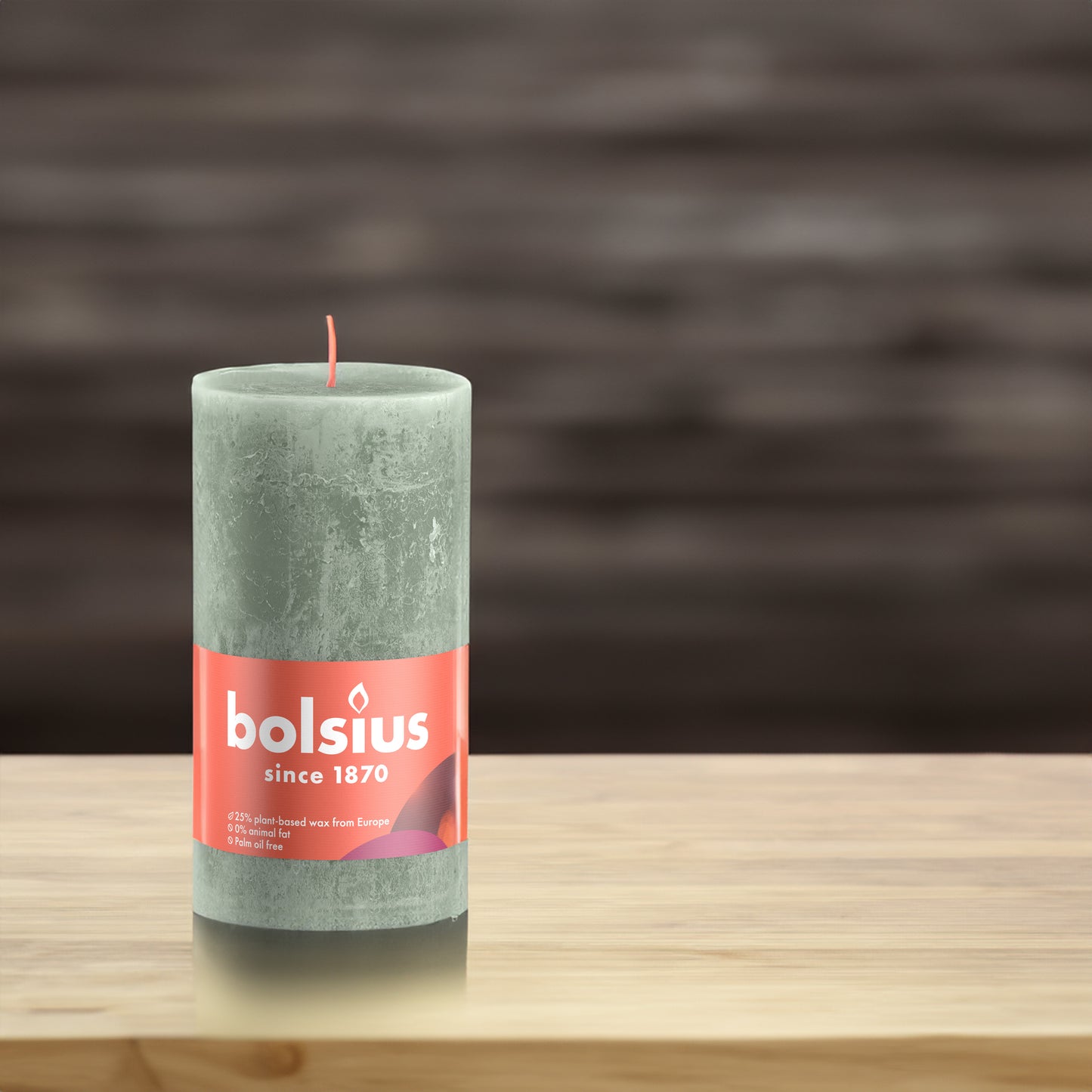 Vela Pilar Rústica 130x68mm Verde Jade 60h