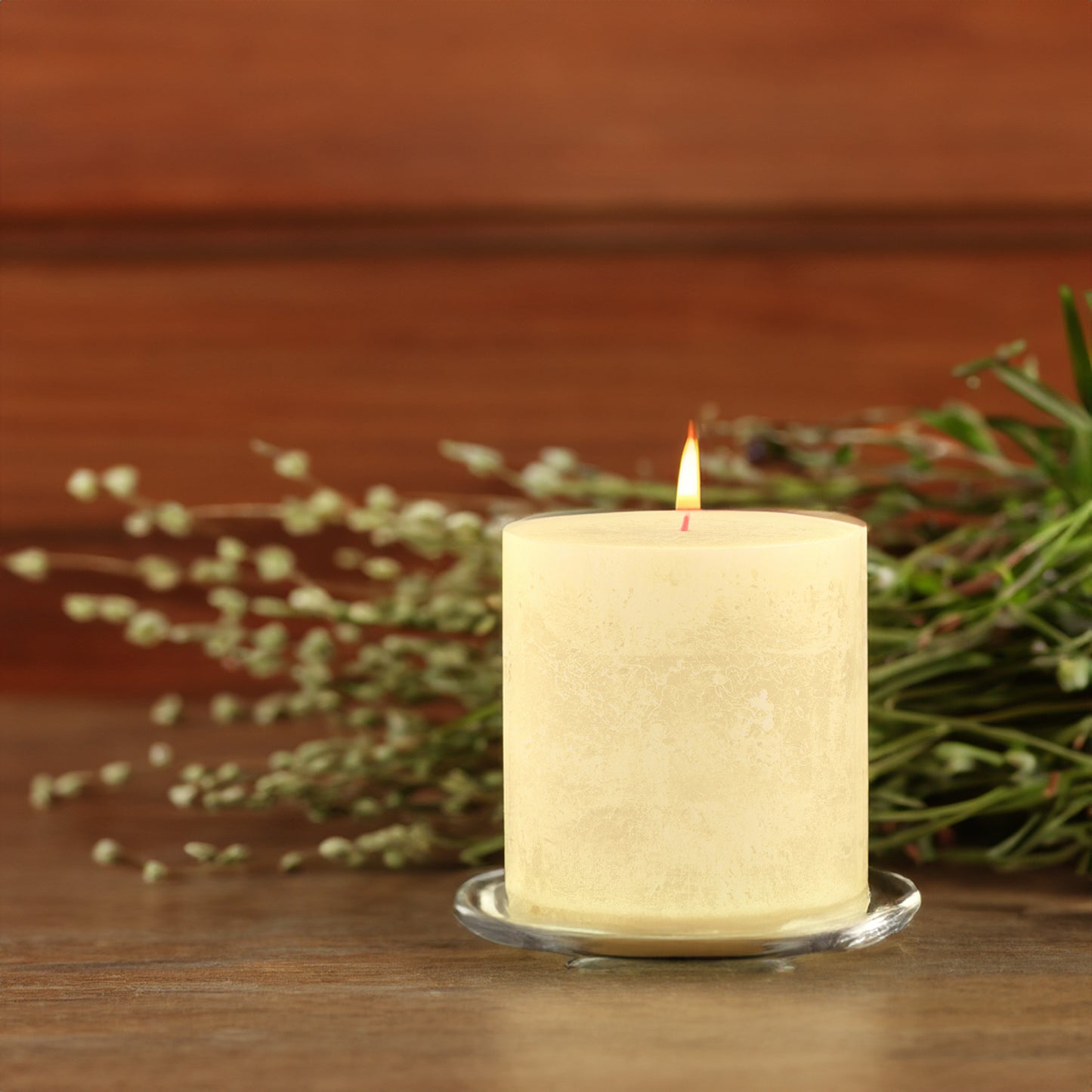 Vela Pilar Rústica 100x100mm Amarela 62h