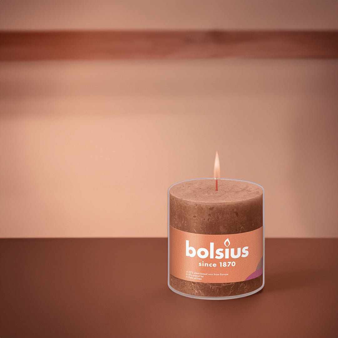 Vela Pilar Rústica 100x100mm Rosa Ferrugem 62h