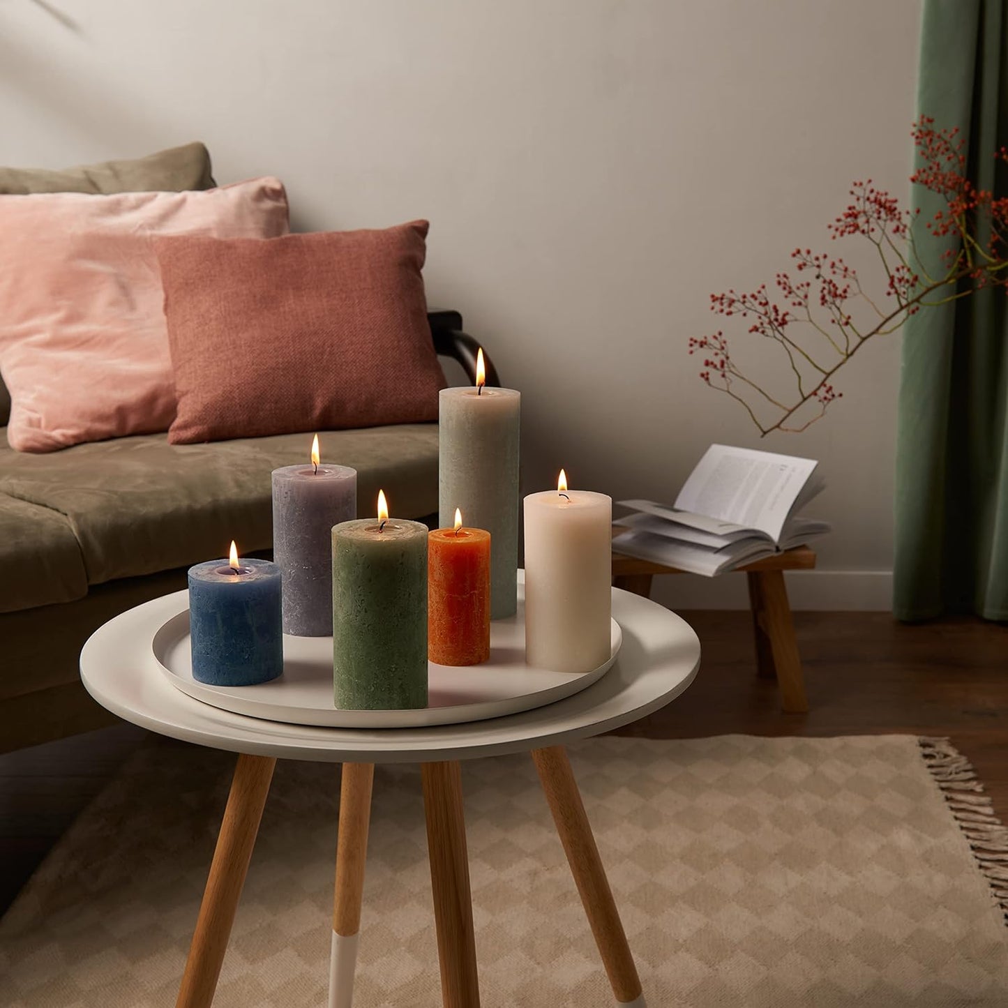 Vela Pilar Rústica 100x100mm Verde Seco 62h