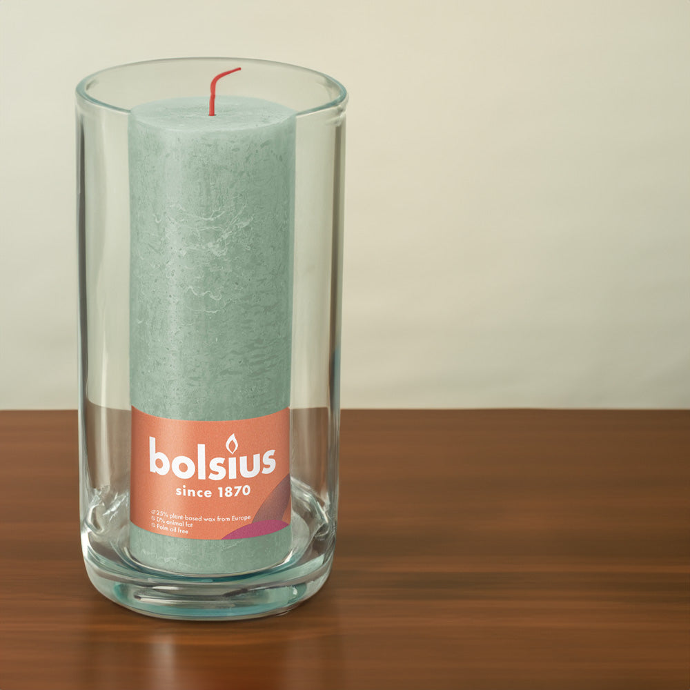 Vela Pilar Rústica 190x68mm Verde Sálvia 85h