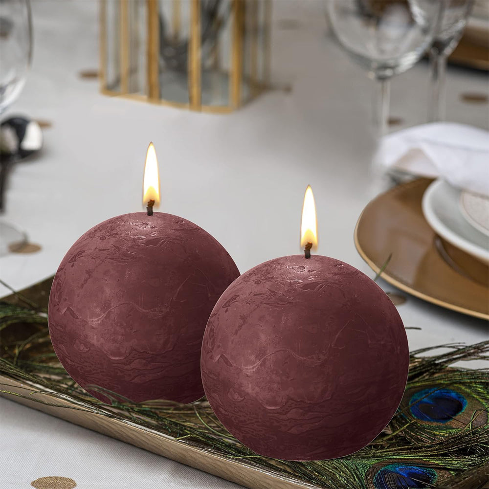 Vela Bola Rústica 76mm Vermelha Veludo 25h