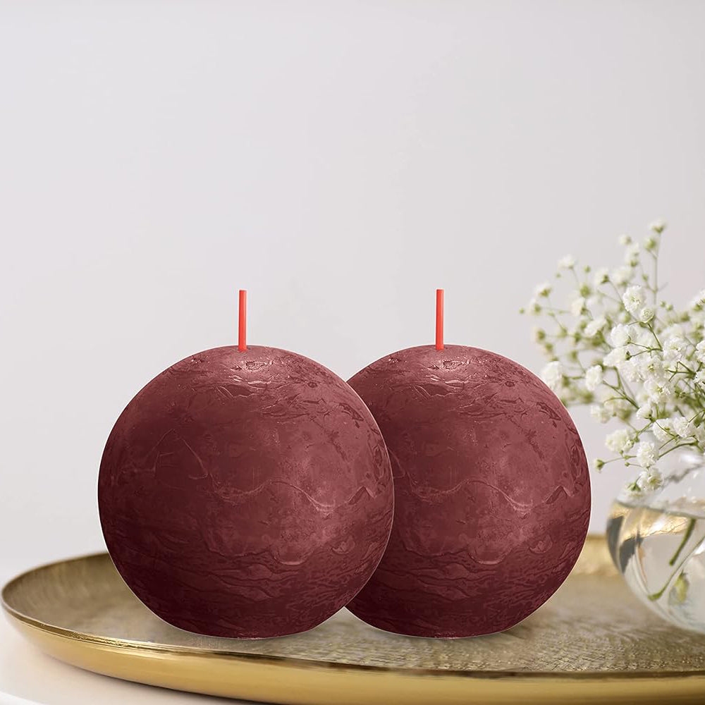 Vela Bola Rústica 76mm Vermelha Veludo 25h