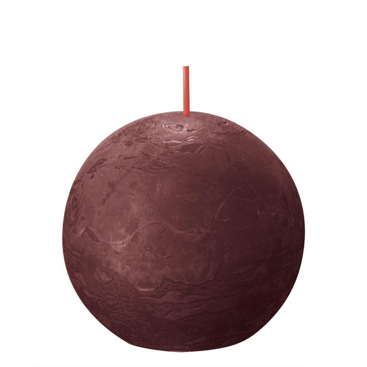 Vela Bola Rústica 76mm Vermelha Veludo 25h