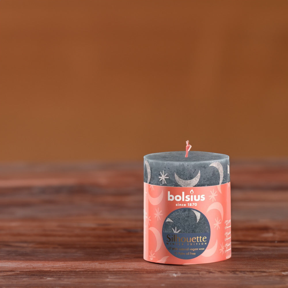 Vela Pilar Rústica Natal 80x68mm Azul Ardósia 35h