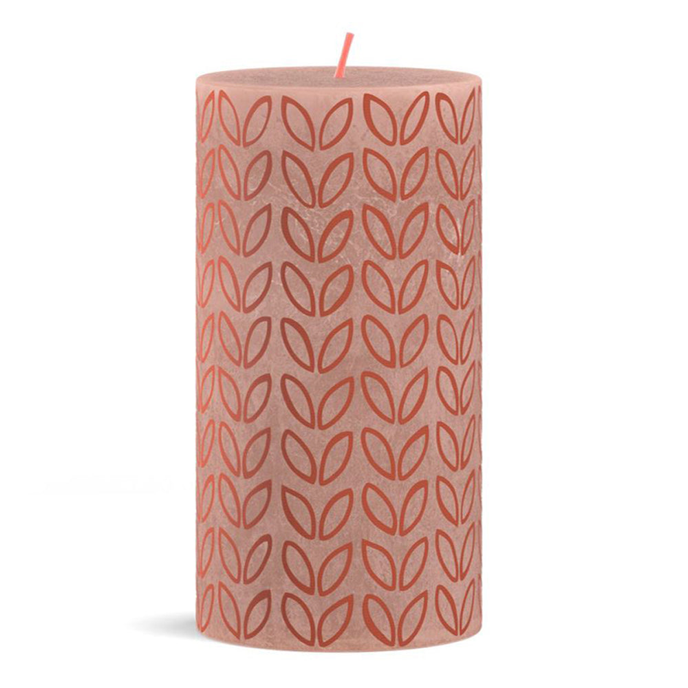 Vela Pilar Rústica Estampada 130x68mm Rosa 60h