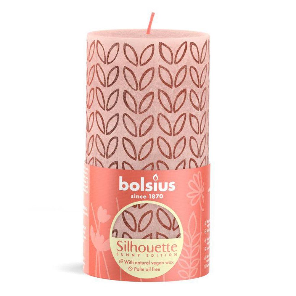Vela Pilar Rústica Estampada 130x68mm Rosa 60h