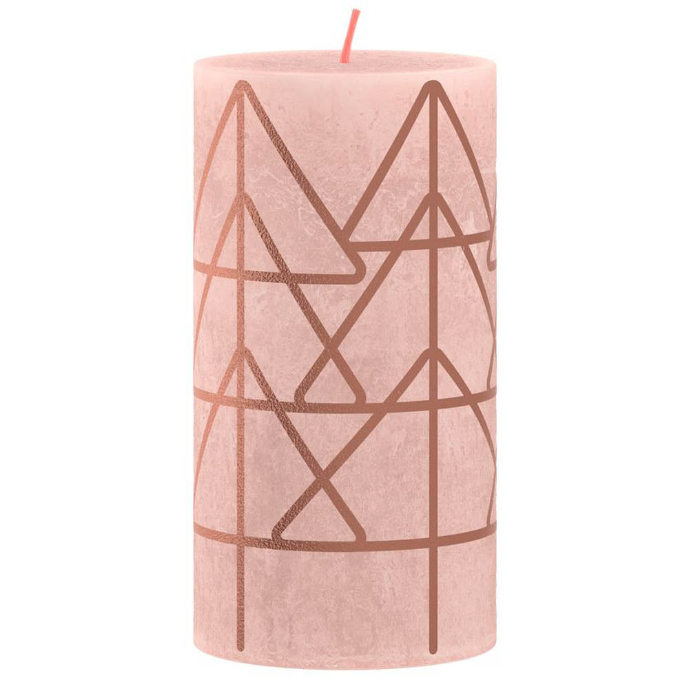 Vela Pilar Rústica Natal 130x68mm Rosa Enevoado 60h