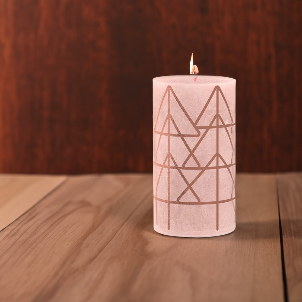 Vela Pilar Rústica Natal 130x68mm Rosa Enevoado 60h