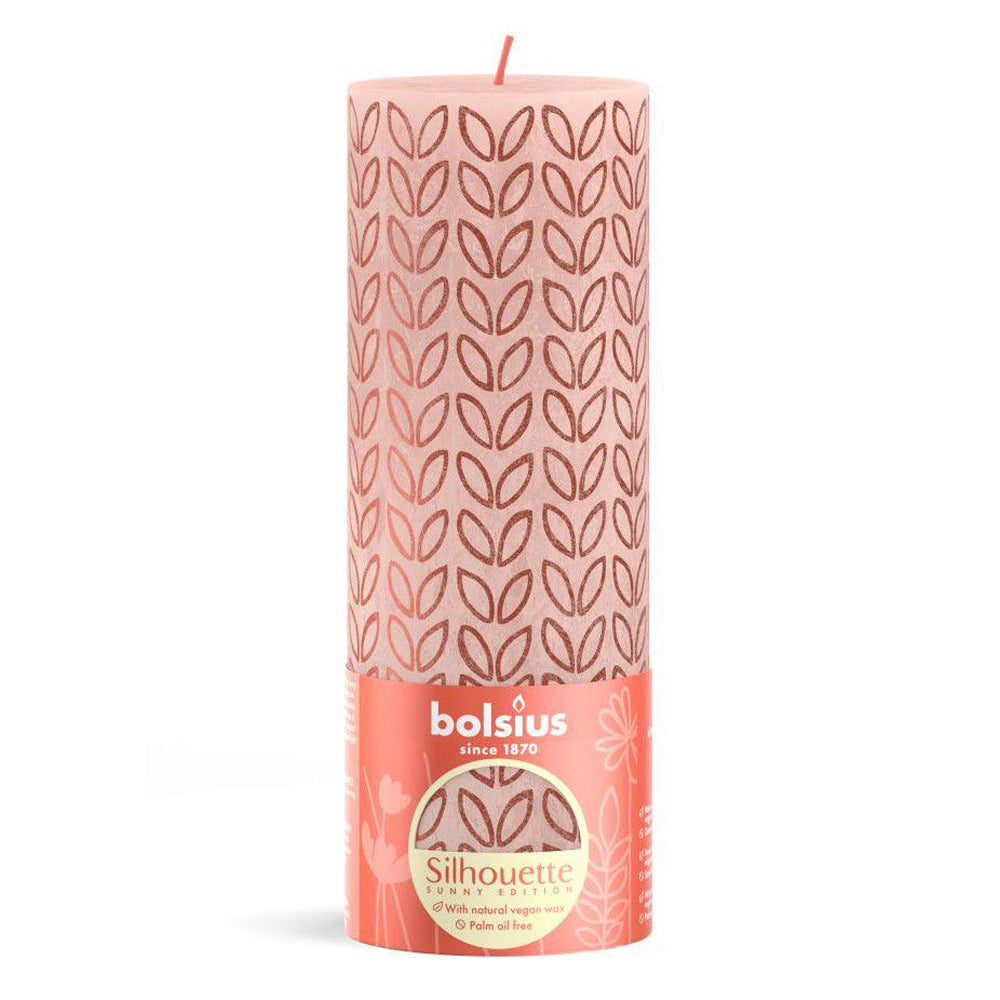 Vela Pilar Rústica Estampada 190x68mm Rosa 85h