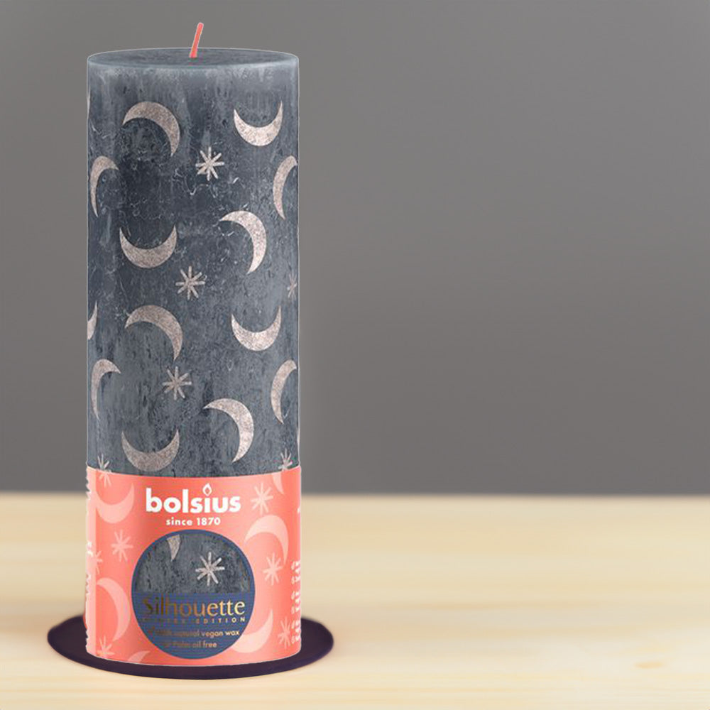 Vela Pilar Rústica Natal 190x68mm Azul Ardósia 85h