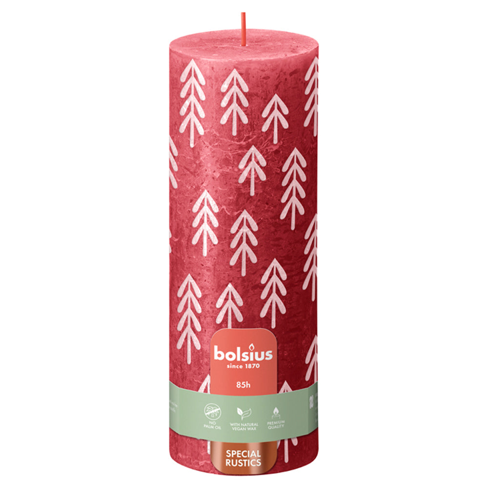Vela Pilar Rústica Natal 190x68mm Vermelho Delicado 85h