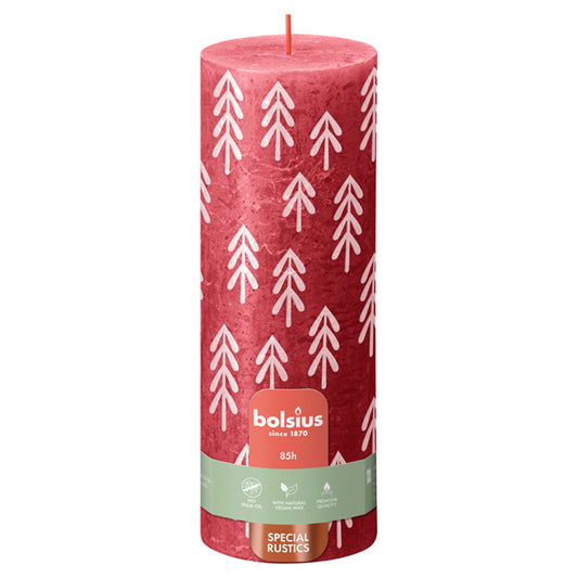 Vela Pilar Rústica Natal 190x68mm Vermelho Delicado 85h