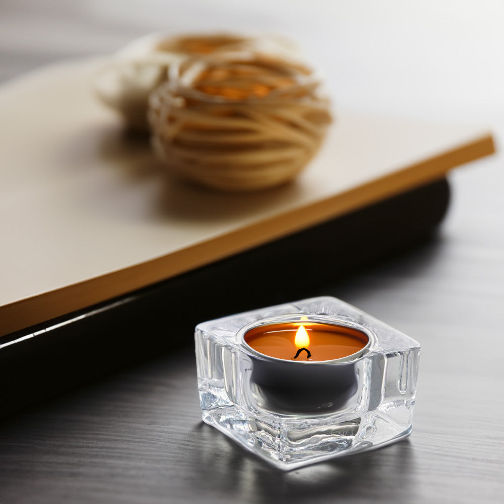 Porta Velas Vidro Quadrado 42x75mm Transparente