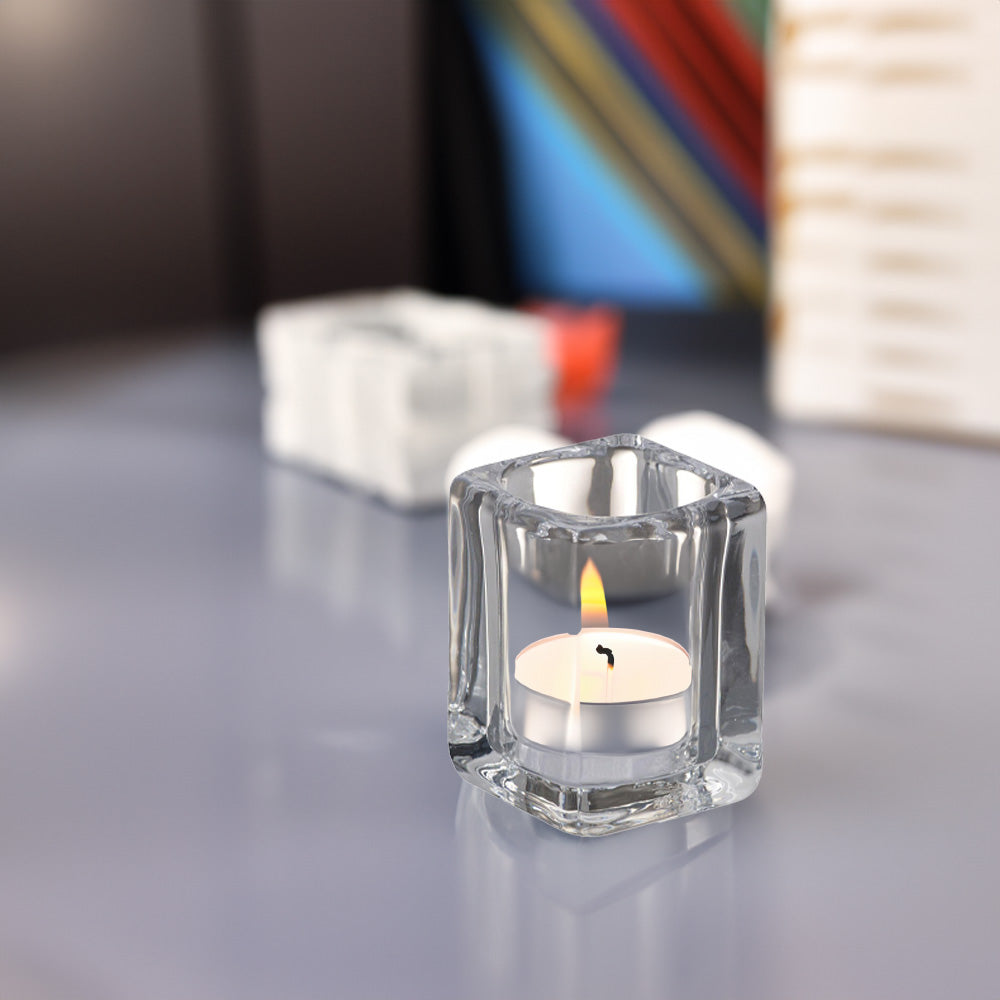 Porta Velas Vidro Tealight 76x55mm Transparente
