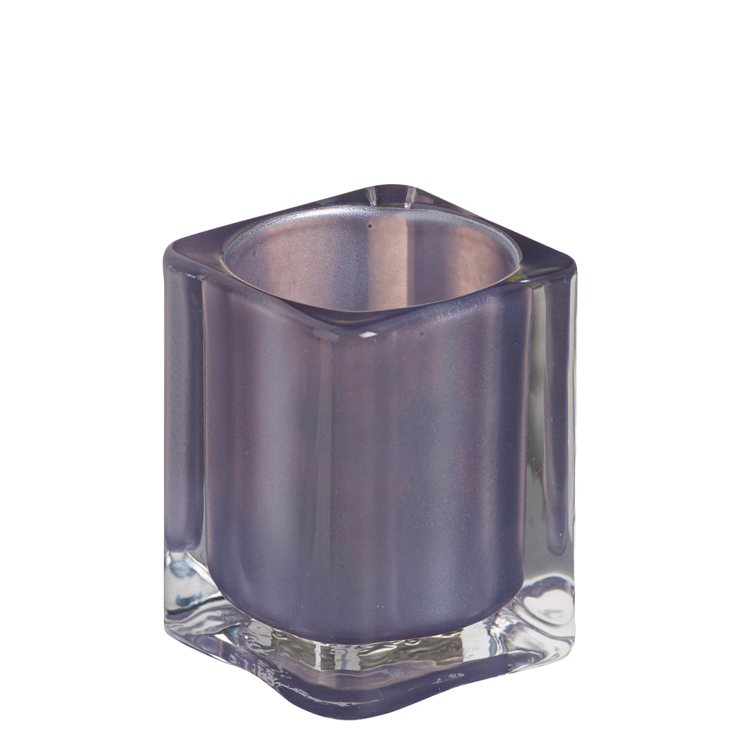 Porta Velas Vidro Tealight 76x55mm Cinza