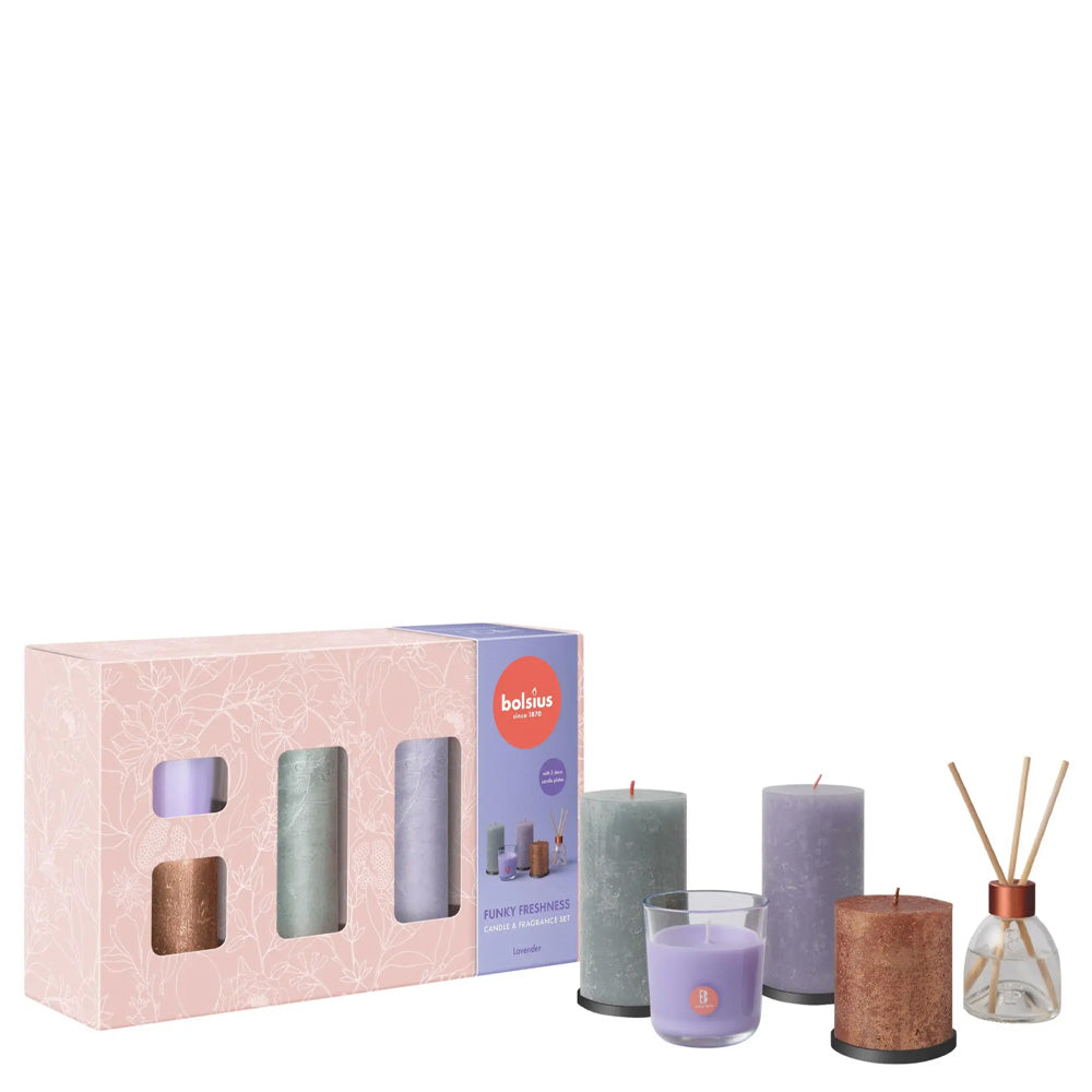 Pack Natal Bolsius Frescura Fanky - Velas Rústicas e Fragância Lavanda