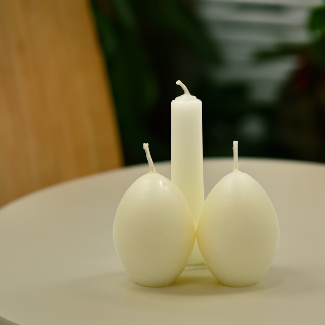 Vela Ovo 90x60mm Marfim Pack.2