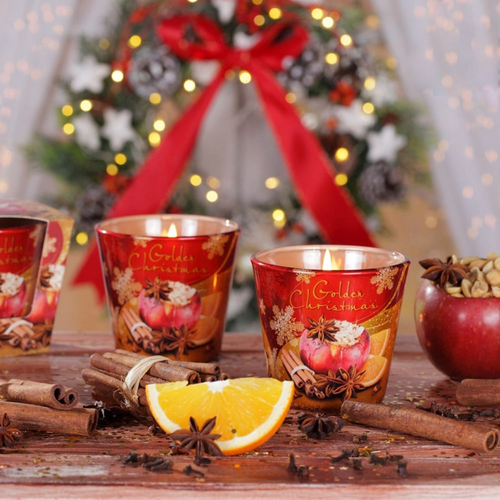 Vela Copo Aromático Natal Dourado 30h