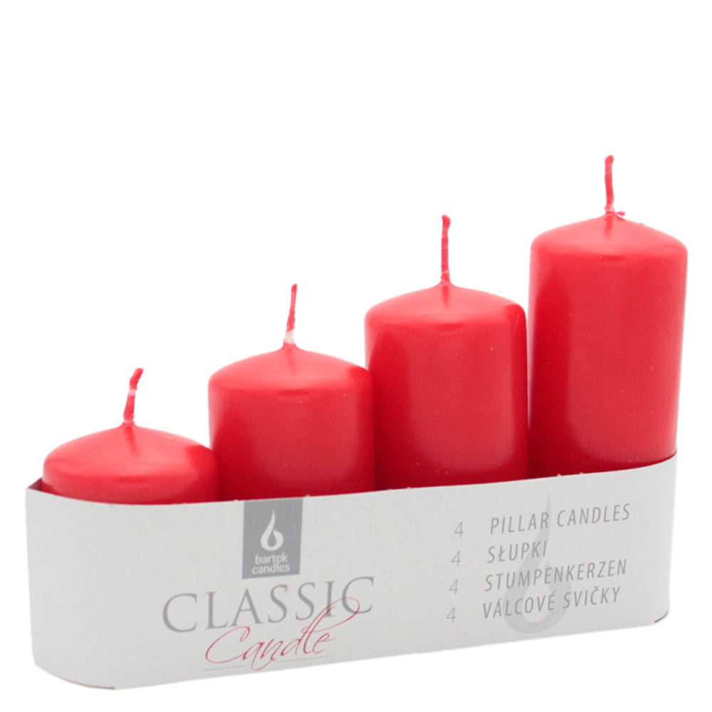 Vela Pilar Classic 70x55-70-85-100mm Pack.4 Vermelha 24h