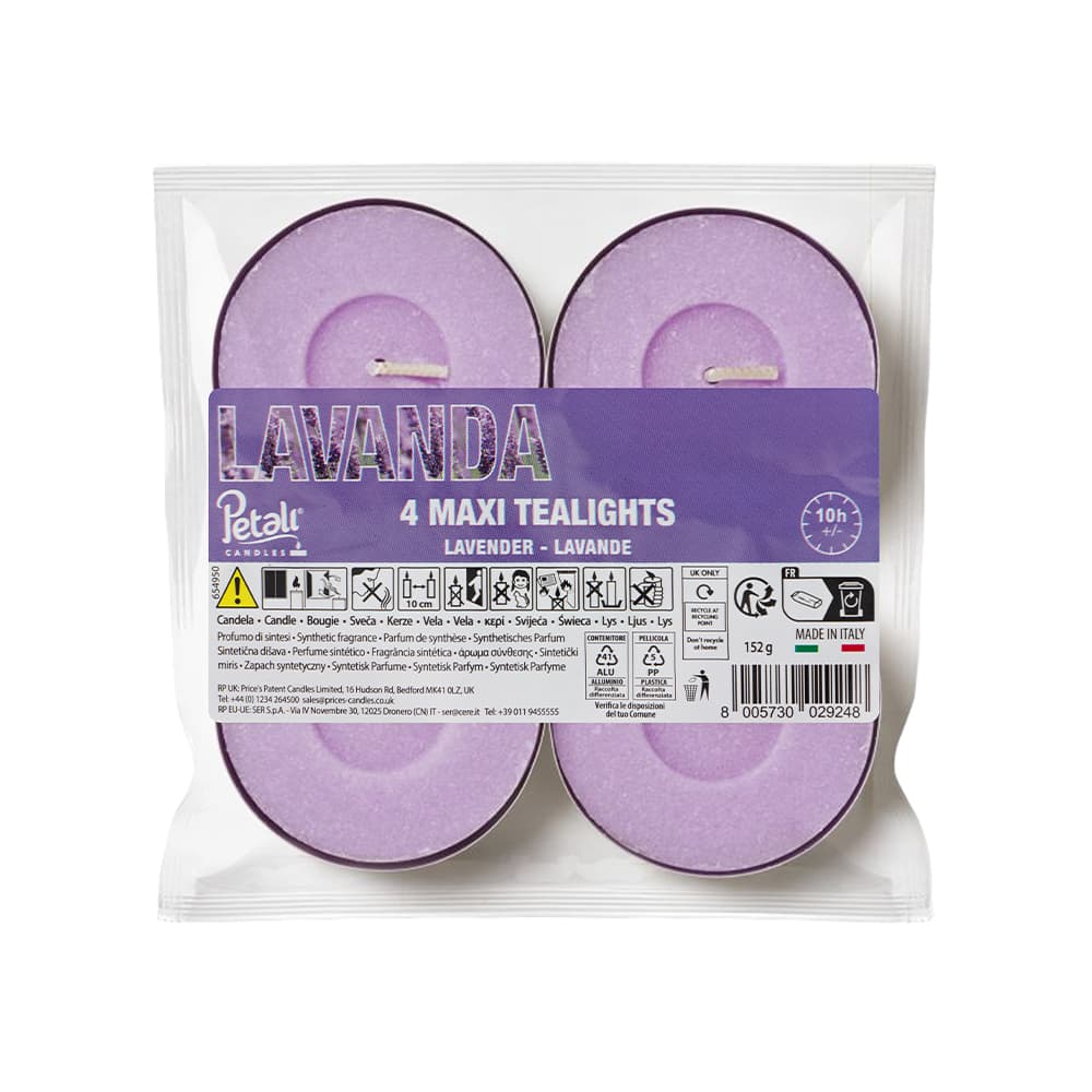 Vela Maxi Tealight Aromático Pack.4 Lavanda 10h