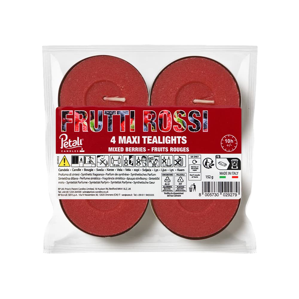 Vela Maxi Tealight Aromático Pack.4 Frutos do Bosque 10h