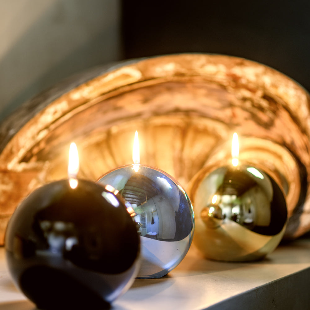 Vela Bola Firenze 150mm Preto Metálico 50h