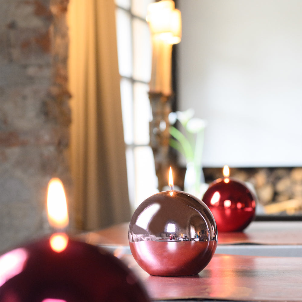 Vela Bola Firenze 150mm Rosa Claro Metálico 50h