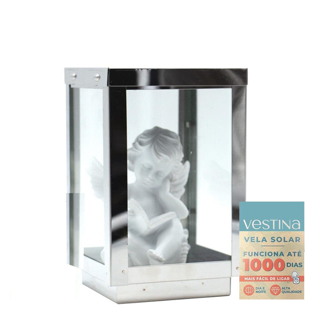 Vela Candeeiro Vidro Solar Anjo Livro