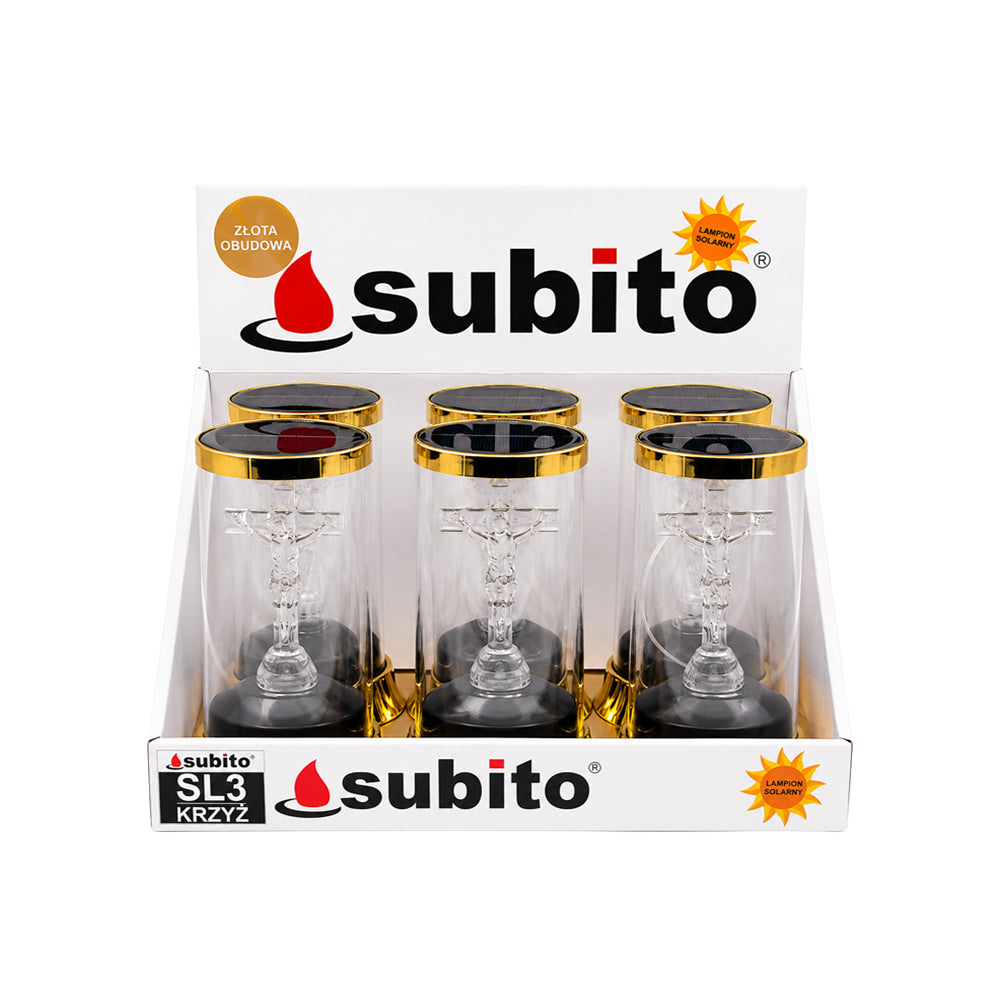 Vela Candeeiro Solar Cruz Dourado 1047