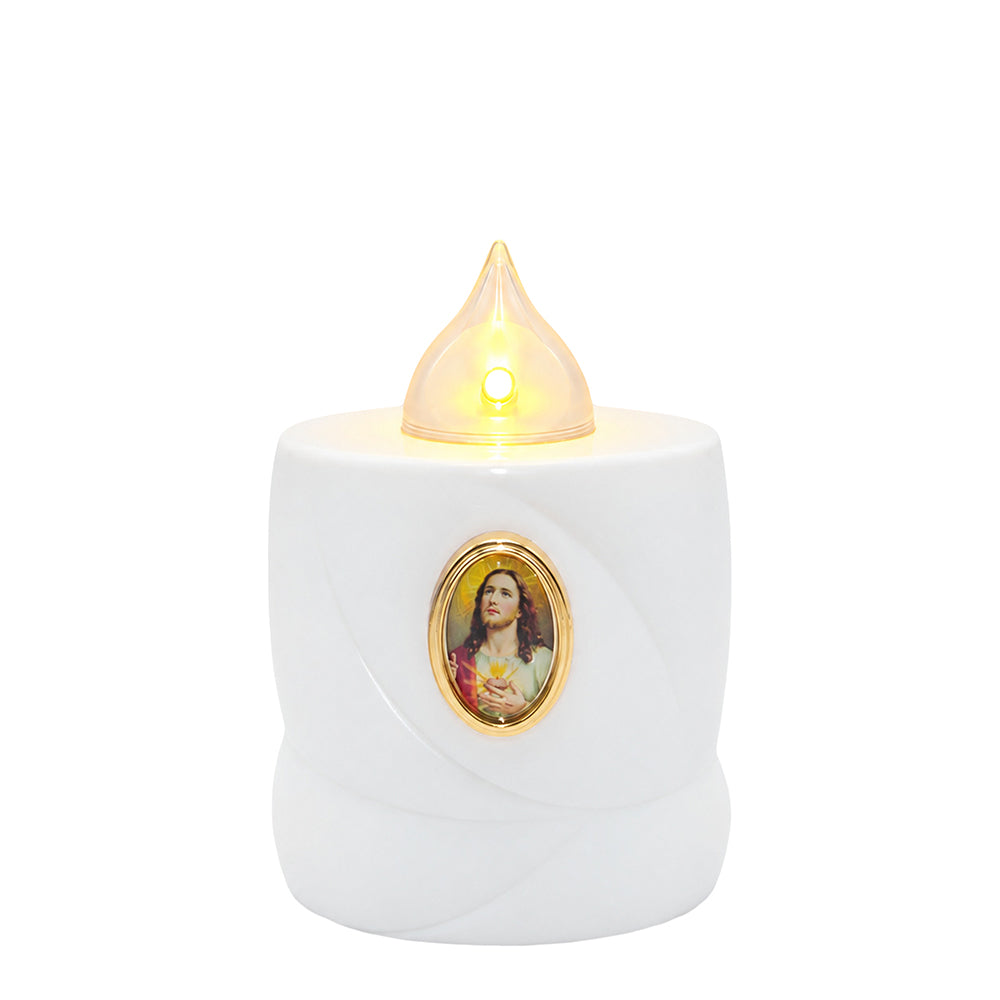 Vela Cirio LED D500 Coração Jesus Branco