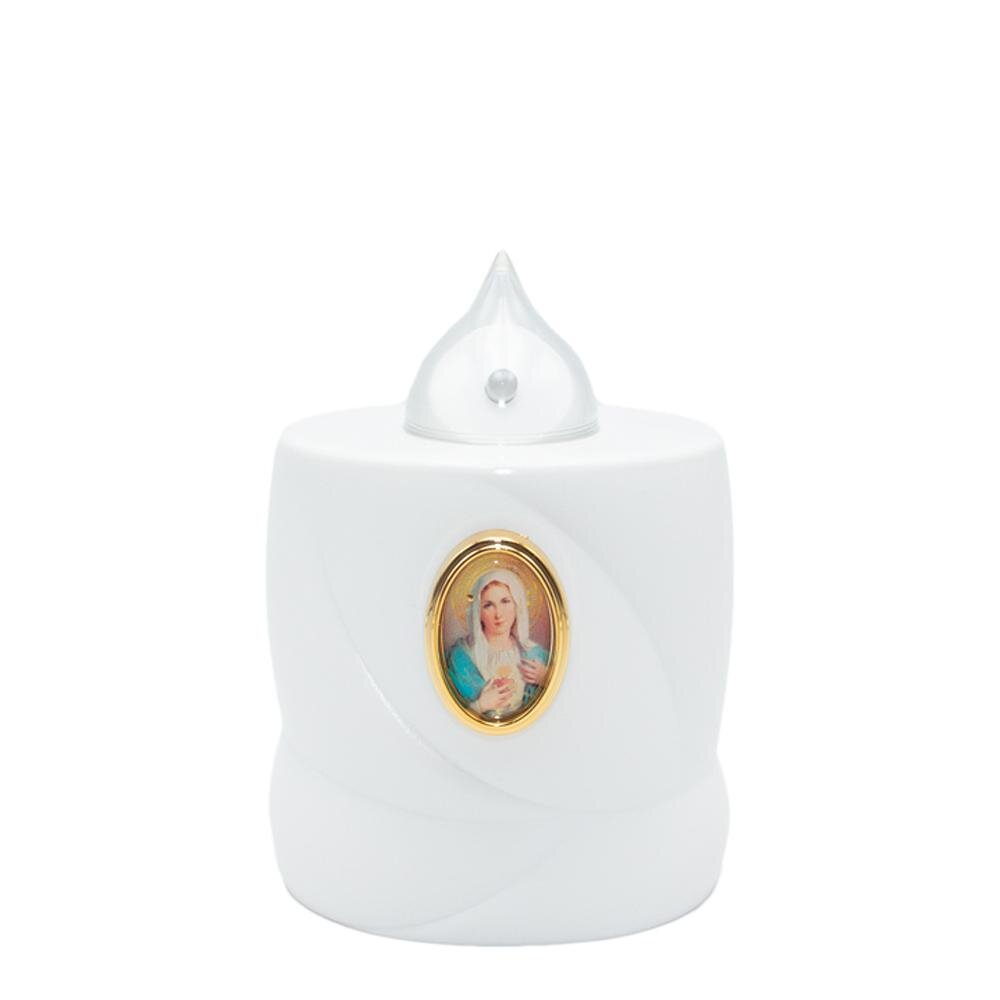 Vela Cirio Elétrica D500 Coração Maria Branco