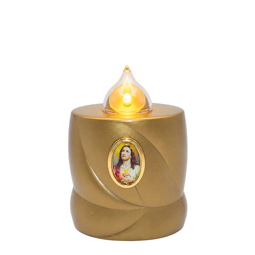 Vela Cirio LED D500 Coração Jesus Dourado
