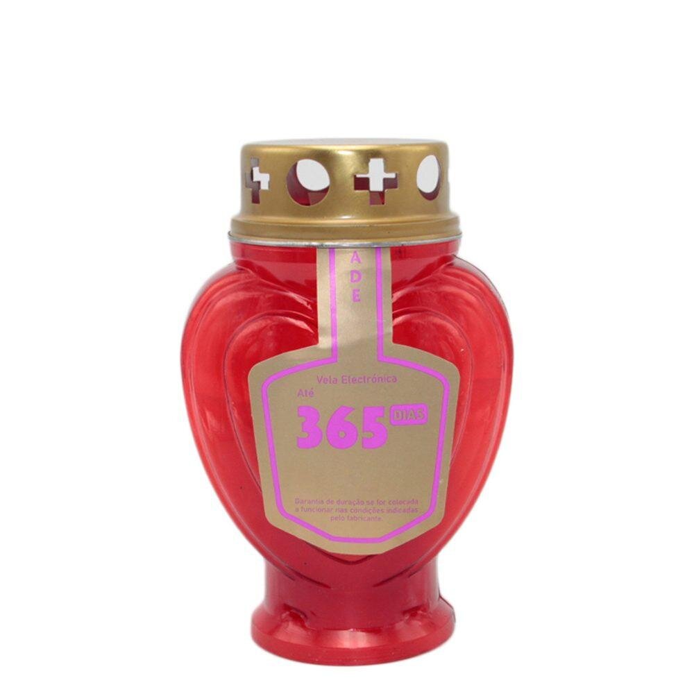 Vela Cirio Elétrico Coração Vermelho 365 dias