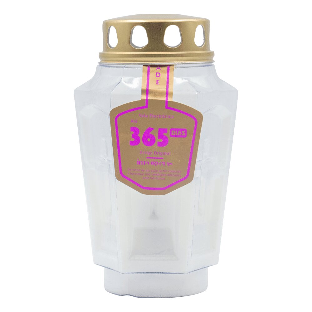 Vela Cirio Elétrico Pirâmide Branco 365 Dias