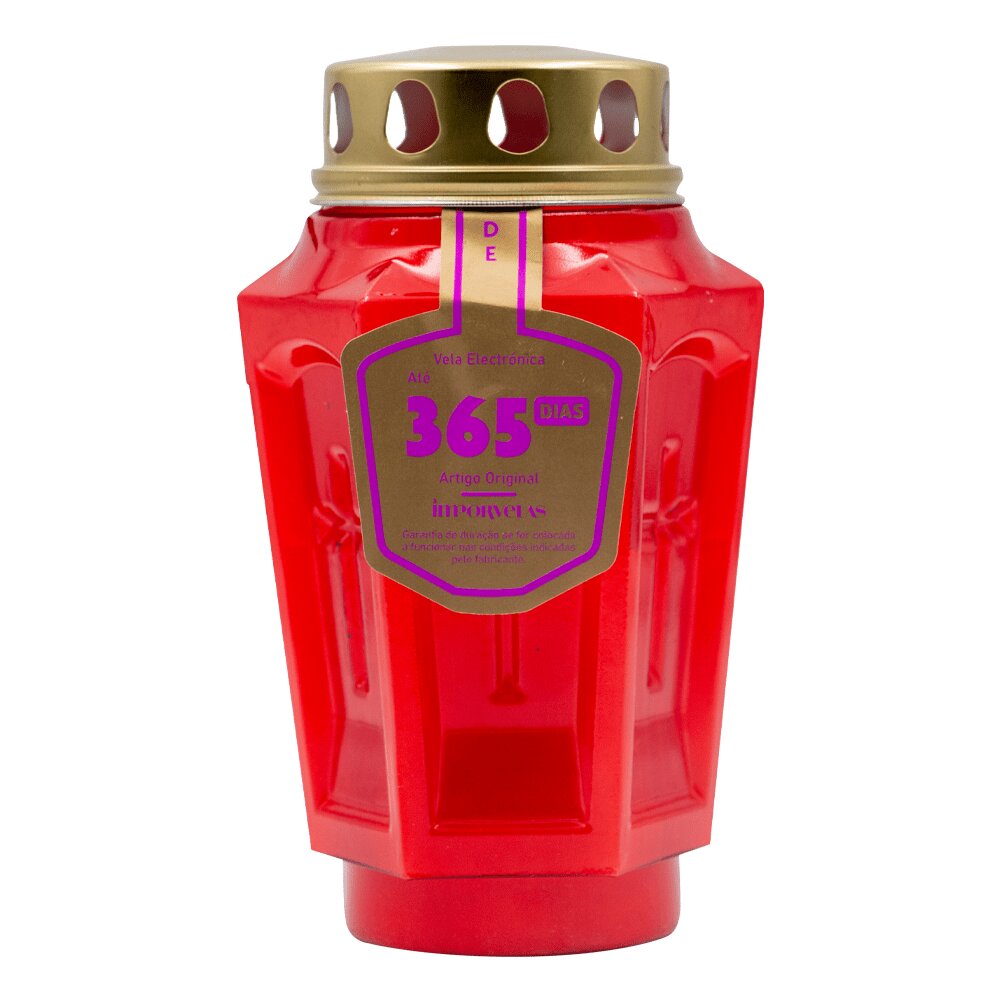 Vela Cirio Elétrico Pirâmide Vermelho 365 Dias