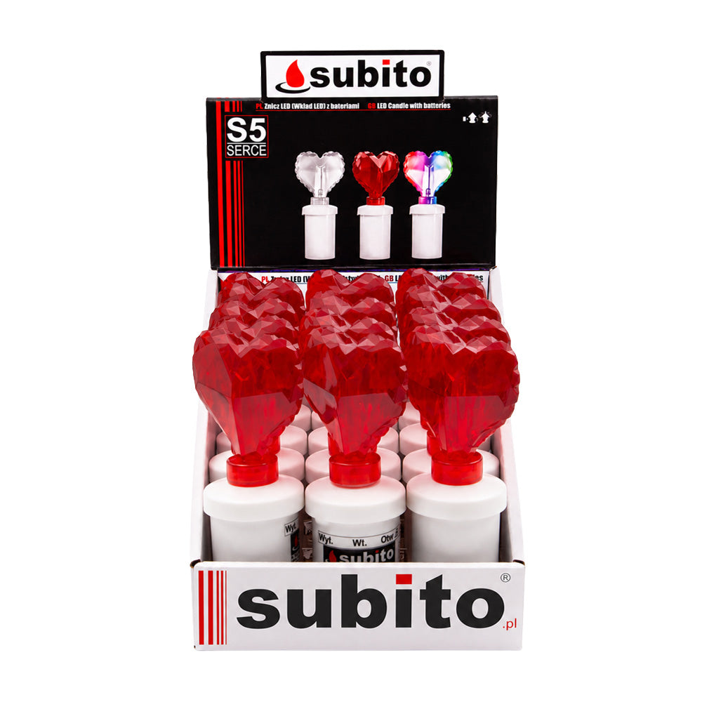 Vela Cirio LED Coração Vermelho