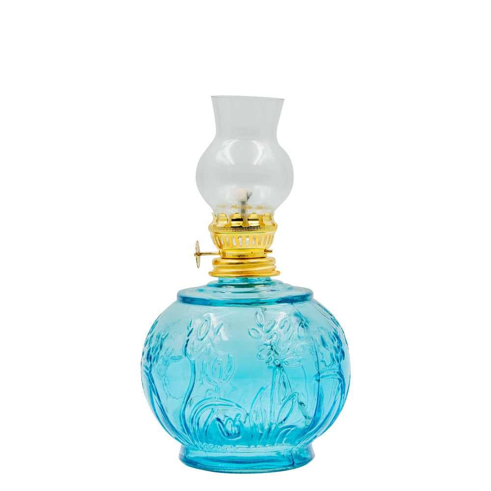 Lamparina de Vidro Azul Grande (Recarga Cera Líquida)