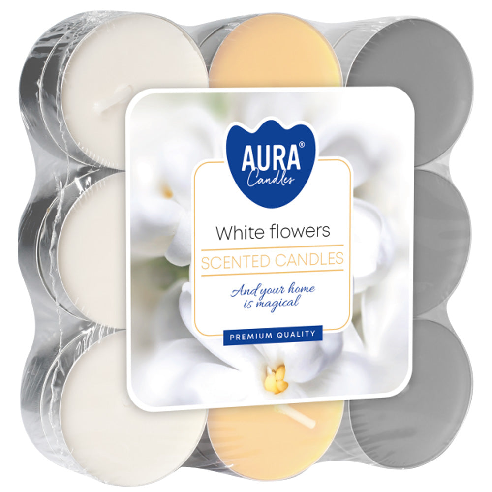 Vela Tealight Aromática Pack.18 Flores Brancas 4h