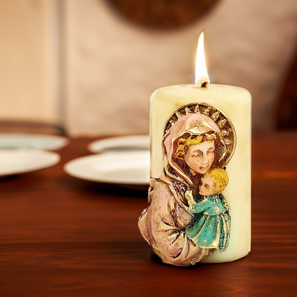 Vela Pilar Figura Mãe c/Filho 120x75mm Colorido