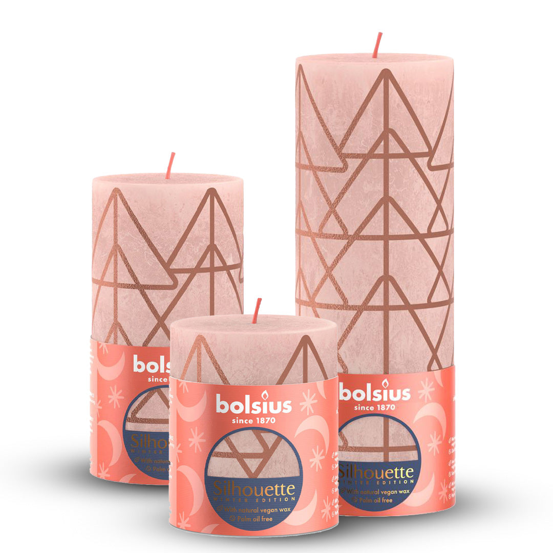 Pack Vela Pilar Rústica Natal Rosa Enevoado