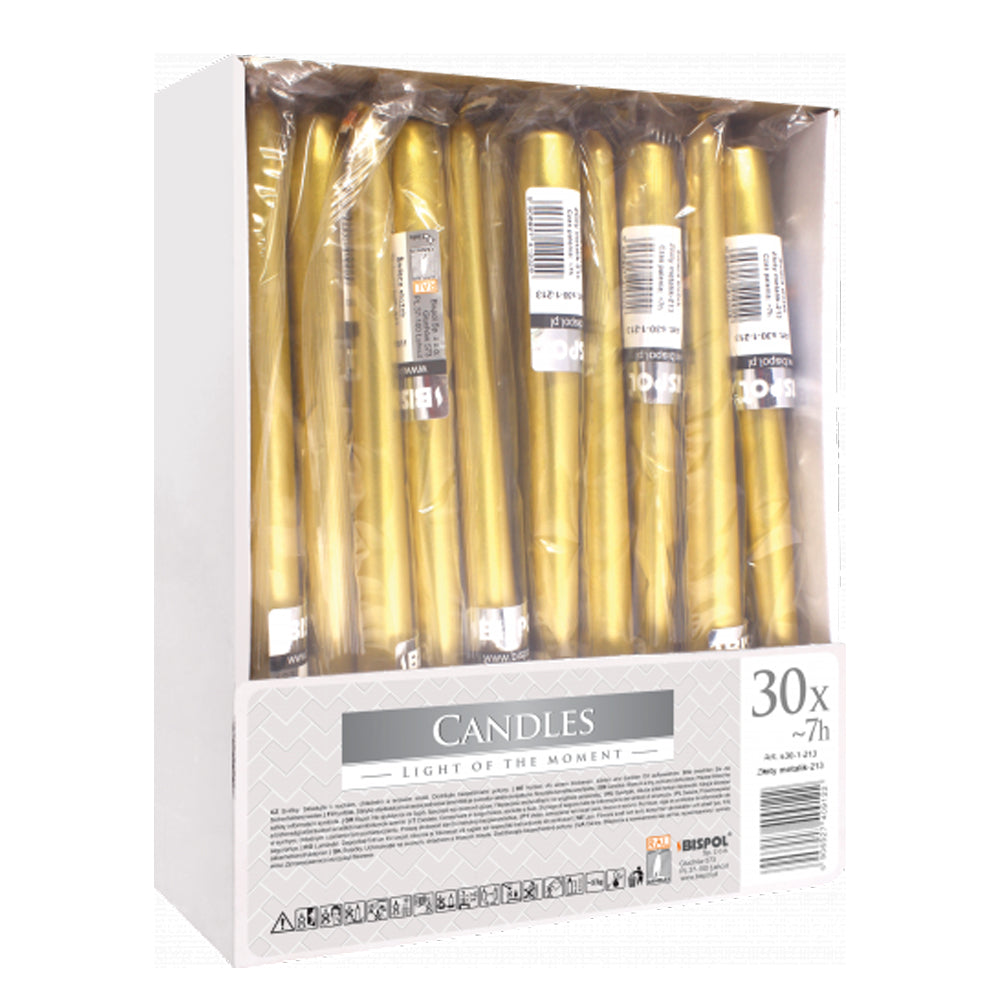 Vela Cónica S30 Ouro Metálico Pack.30 7h
