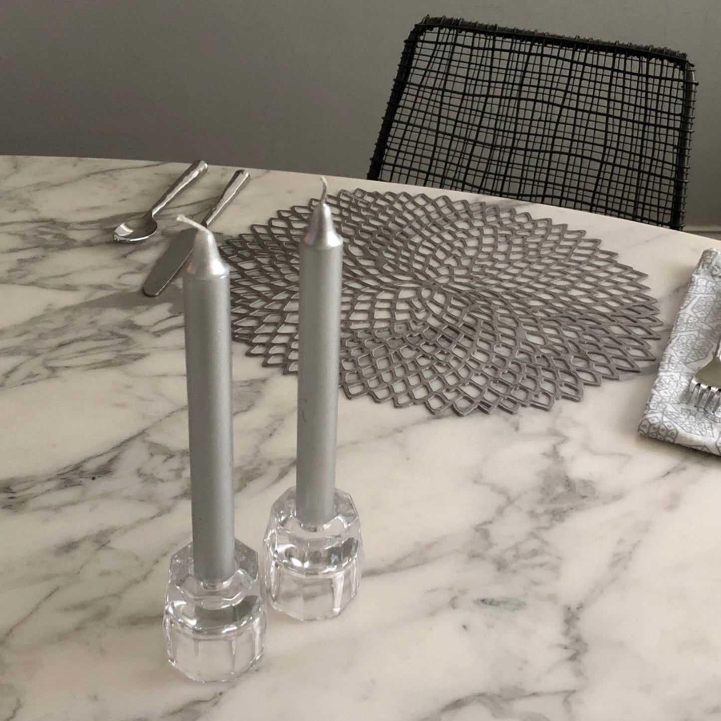 Vela Cónica S30 Prateado Metálico Pack.10 7h